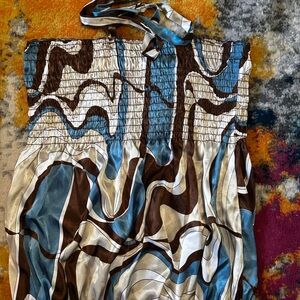 Dressy tie behind your neck silky shirt